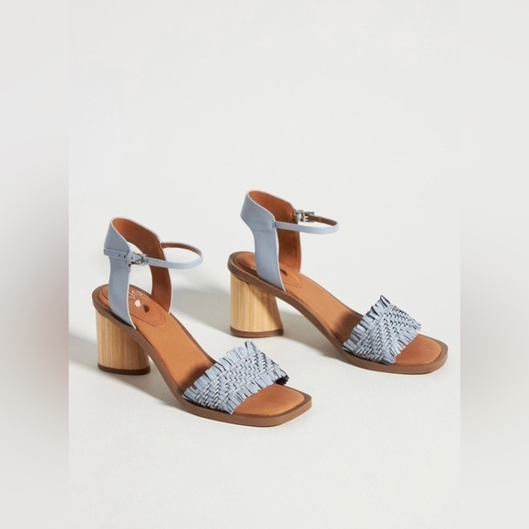 NEW Anthropologie Sarto‎ by Franco Sarto Fringe Heeled Sandals Light Blue 8 - Picture 2 of 10
